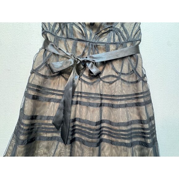 Ann Taylor Loft Strapless Dress Size 10 Black Lace Ribbon Belt Couture - Picture 6 of 11